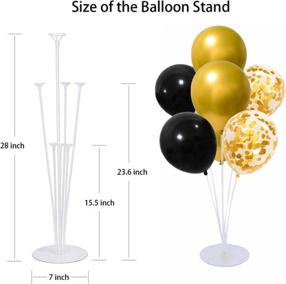 6 Set Balloon Stand Kit for Table Centerpieces With Balloon and Base Party Decorations for Birthday Wedding Retirement Graduation Baby Shower (Black Gold)