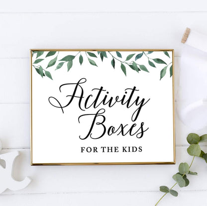 Andaz Press Wedding Party Signs, Natural Greenery Green Leaves, 8.5x11-inch, Bridal Shower Scavenger Hunt, 1-Pack - Colors B