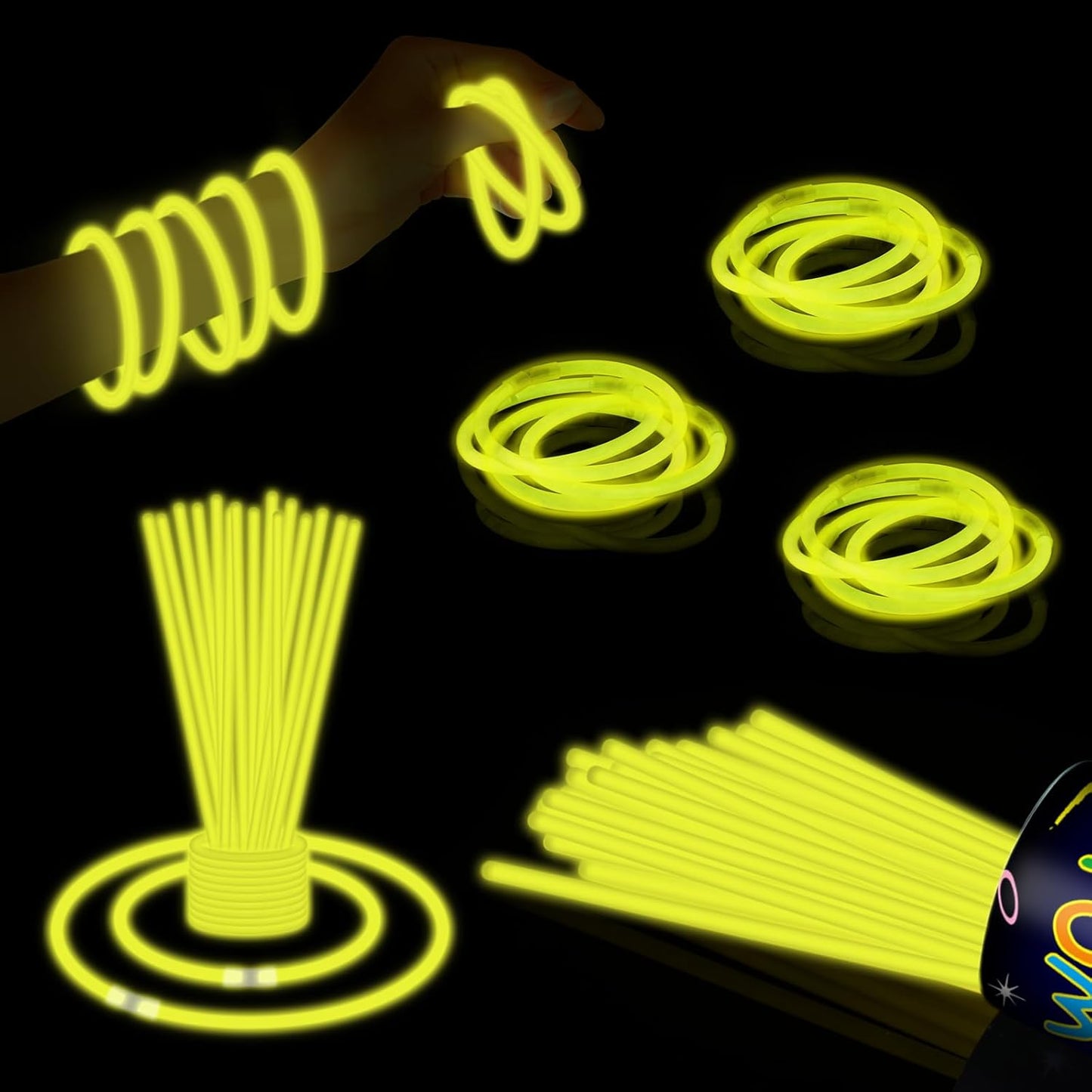 40 Pack 8” Red Glow Sticks Bracelet Necklaces Bulk with 40 Connectors Neon Glow In The Dark Party favors Supplies for Holiday Birthday Party Decoration (Red)