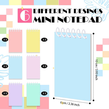 Resurhang 30 Pcs Mini Pastel Notepads Back to School Gift Rainbow Pocket Notebooks Bulk Colorful Notepads for Birthday Party Favors Spring Easter Classroom Office Supplies Paper Pads, 2.4 x 4 Inch