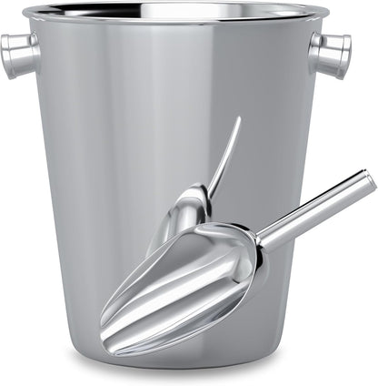 Champagne Bucket With Ice Scoop,Stainless Steel Wine Bucket For Bar,large Ice Buckets For Parties, Wine Chiller With Handles 4 Quart