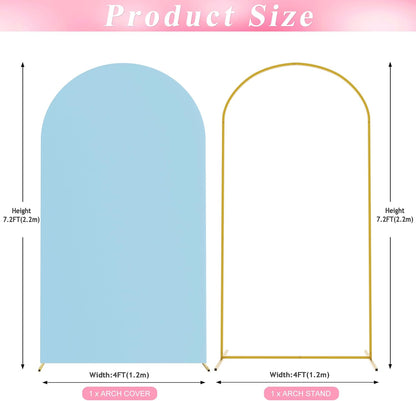 Wokceer 7.2 FT Wedding Arch Backdrop Stand and White Arch Cover, Metal Arch Stand with Arch Stand Cover for Birthday Party Wedding Ceremony Bridal Baby Shower Event Decor