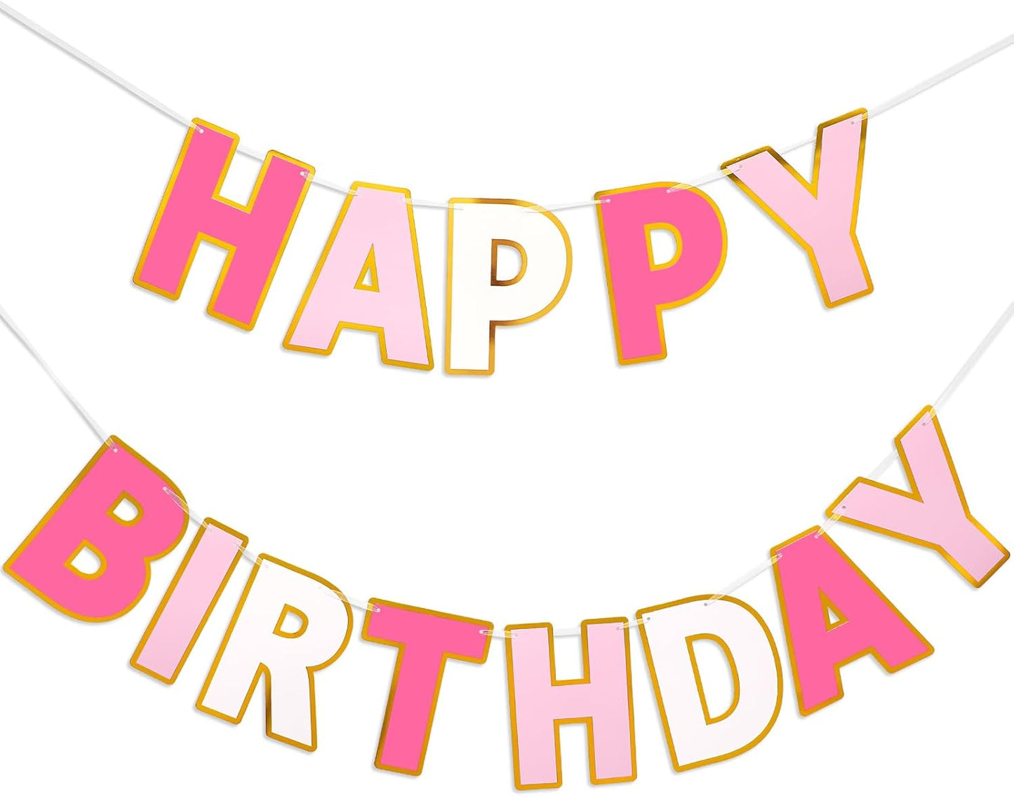 Happy Birthday Banner - 9ft Pre-Strung Happy Birthday Sign for Women, Men, Girls, Boys - No DIY Birthday Decorations & Party Supplies(Macaron)