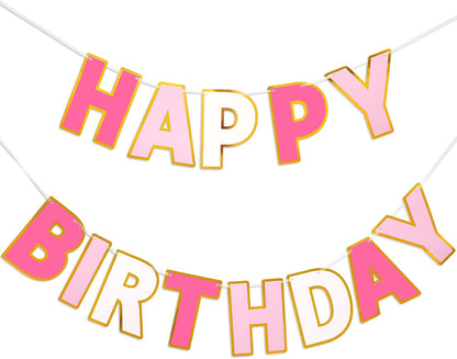 Happy Birthday Banner - 9ft Pre-Strung Happy Birthday Sign for Women, Men, Girls, Boys - No DIY Birthday Decorations & Party Supplies(Macaron)