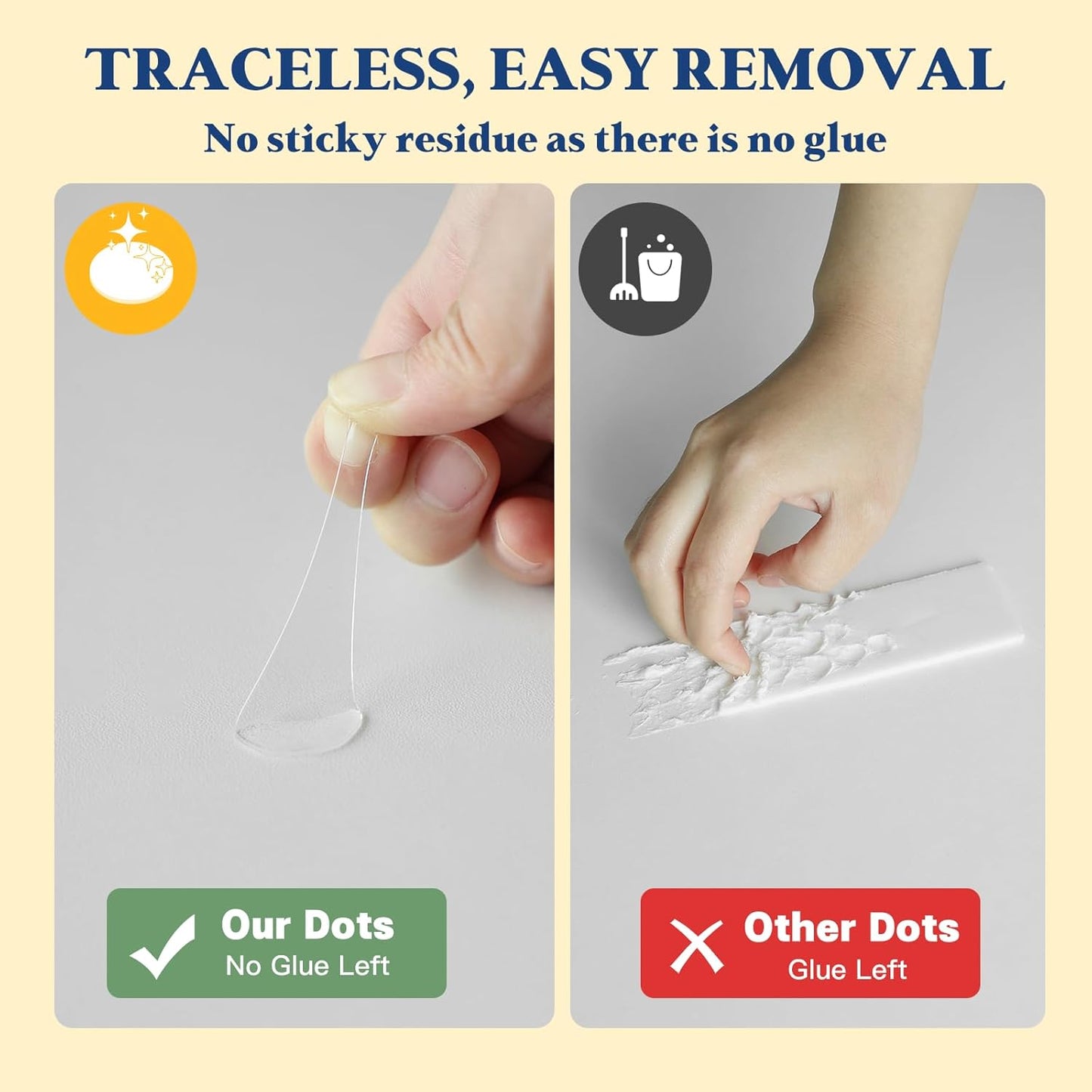 100Pcs Adhesive Glue Stick Dots Double Sided Sticky Tack Removable - Clear Museum Mounting Putty No Damage for Wall Decor, Figurine, Poster, No Trace Dots - Strong Adhesive Dots for Balloon & Crafts