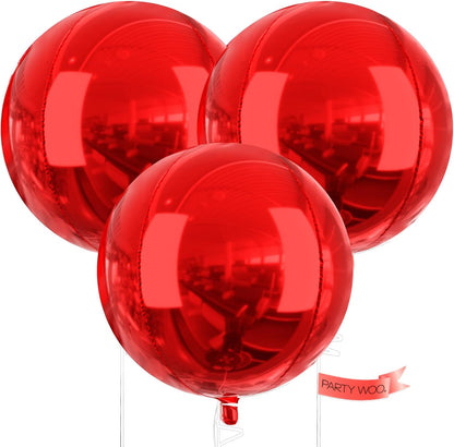 PartyWoo Metallic Gold Foil Balloons 20pcs Different Sizes Pack of 22 15 10 Inch Large Round Foil 4D Inflatable Mirror Ball Mylar Balloons for Graduation Birthday Baby Shower Party Decorations