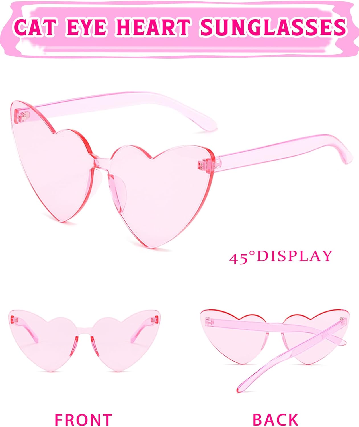 LIULIUBTY Heart Shaped Rimless Sunglasses 12Pack, Bachelor Party Cool Colorful Funky Sunglasses