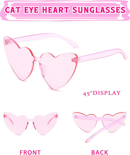 LIULIUBTY Heart Shaped Rimless Sunglasses 12Pack, Bachelor Party Cool Colorful Funky Sunglasses