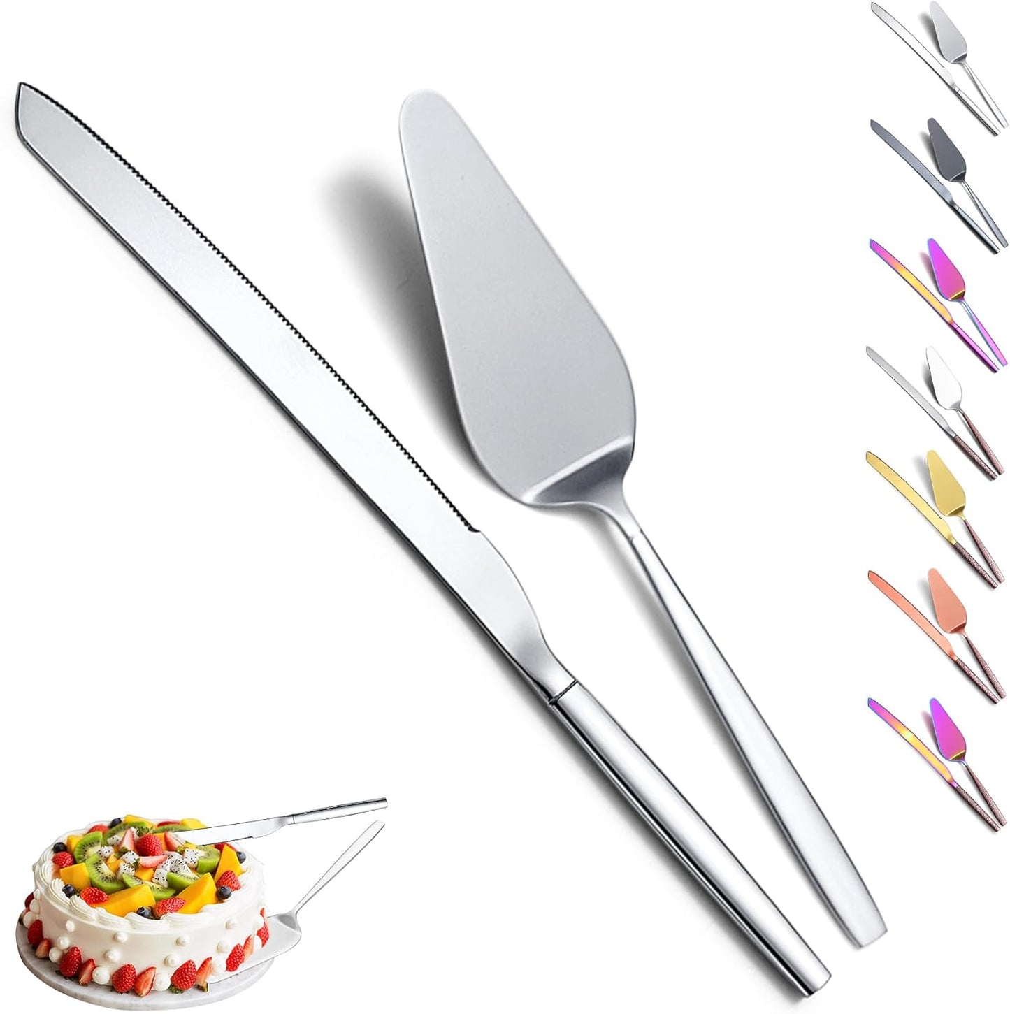 Evanda Wedding Cake Knife and Server Set, Cake Cutte Pie Server for Everyday, Wedding and Birthdays, Dishwasher Safe