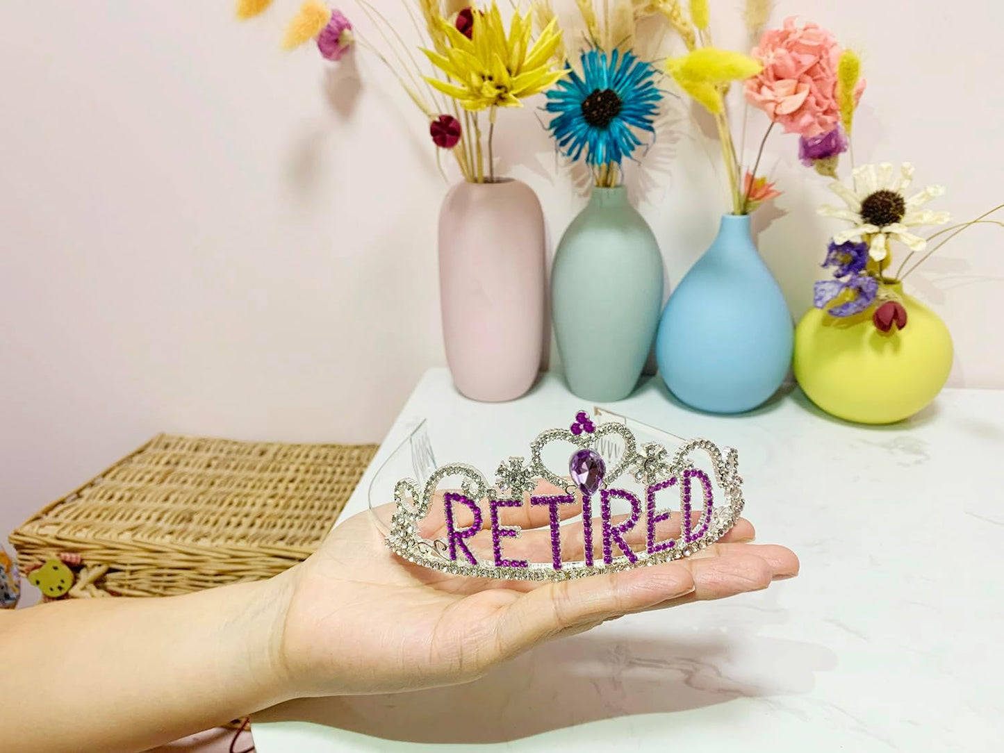 JETKONG Retirement Party Decorations Retired Tiara/Crown, Retired Sash for Women Retirement Gifts, Retirement Party Supplies, Gifts, Favors (Rose Gold)