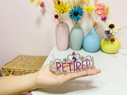 JETKONG Retirement Party Decorations Retired Tiara/Crown, Retired Sash for Women Retirement Gifts, Retirement Party Supplies, Gifts, Favors (Rose Gold)