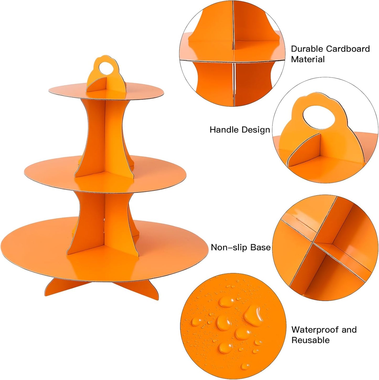 Soleebee 3-Tier Round Cupcake Stand, Cardboard Cupcake Tower, Dessert Cup Cake Stand Tower for Birthday Wedding Party Decoration, Cupcake Tier Stand 1 Set (Hot Pink)