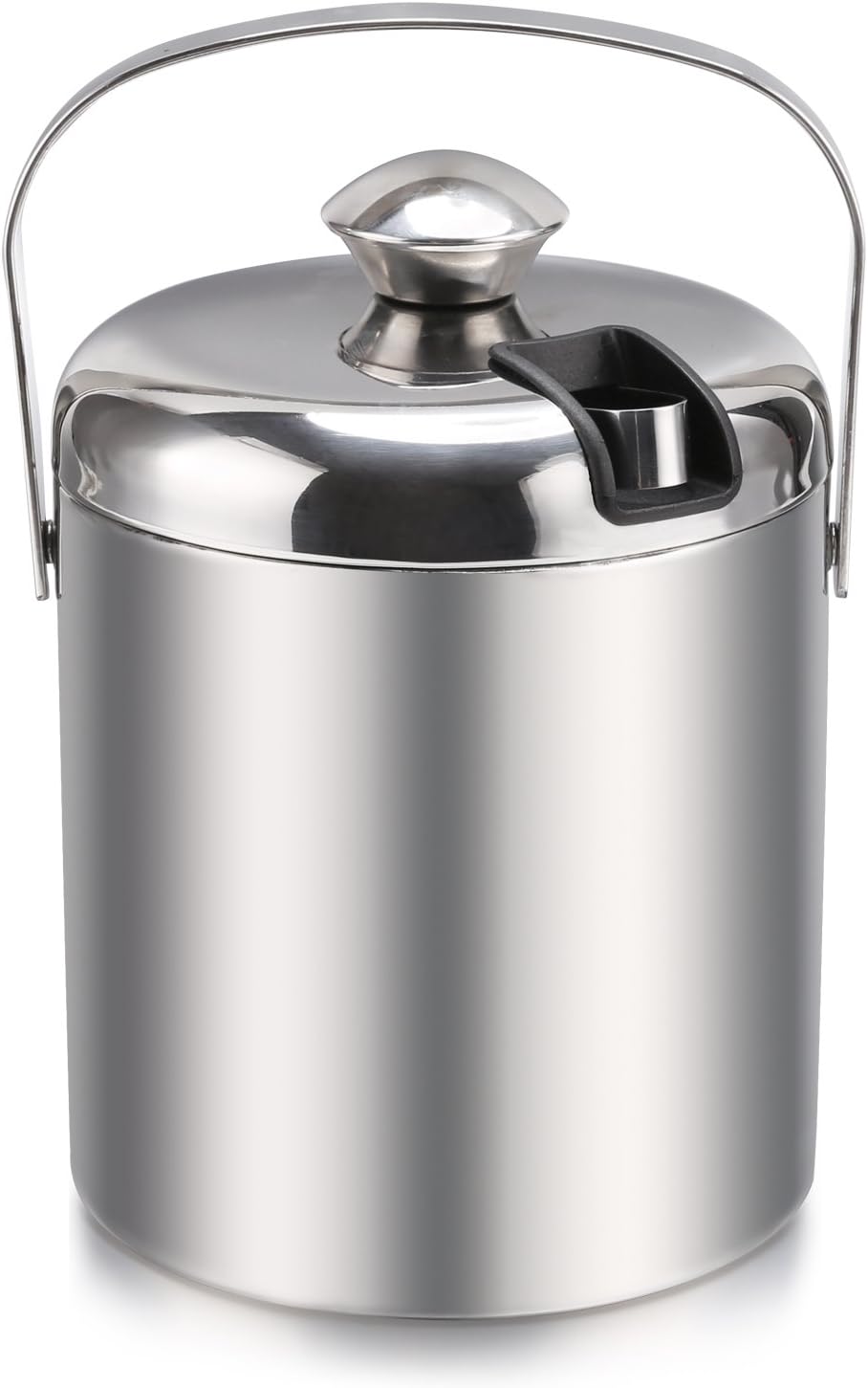Sailnovo Mini Ice Bucket 1.2 Liter, Premium Compact Double-Wall Stainless Steel with Lid & Ice Tong, Ideal for Cocktails, Personal Bar, Small Parties - Silver
