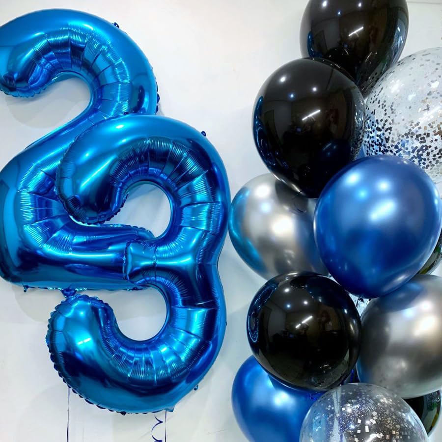 [20 Pcs] 16" Gold Foil Number Balloons (2 sets of 0-9) - Mylar Aluminum Hanging Decorations for Graduation, Birthday, Christmas & New Year's Eve Parties