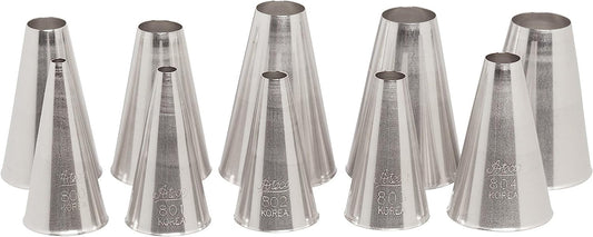 Ateco 850 - 10 Piece Closed Star Tube Set, Stainless Steel Pastry Tips, Sizes 0 - 9