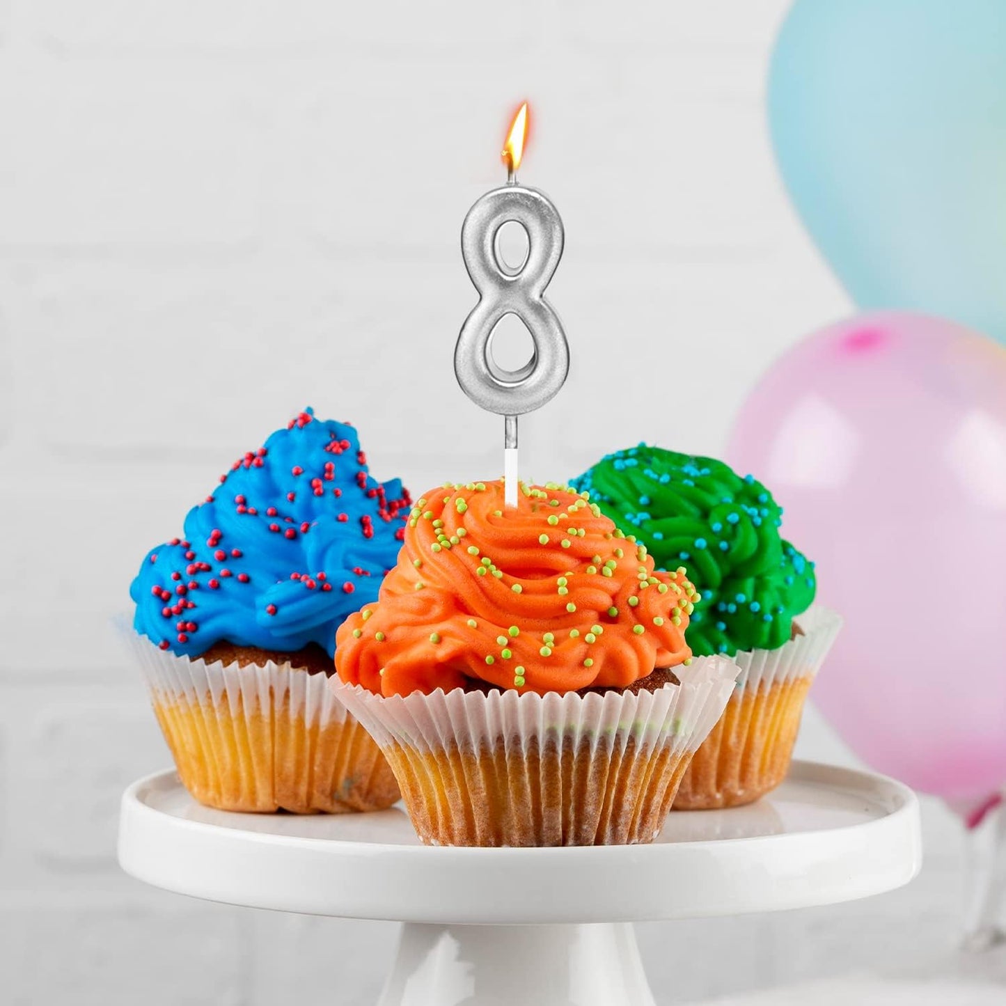 10-Piece Number Birthday Candles - Glitter Cake Toppers for Birthday & Wedding Parties