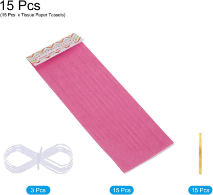MECCANIXITY 15Pcs Light Blue Tassel Garland Banner with Rope Tissue Paper Tassels Party DIY Kits for Anniversary Wedding Birthday Party