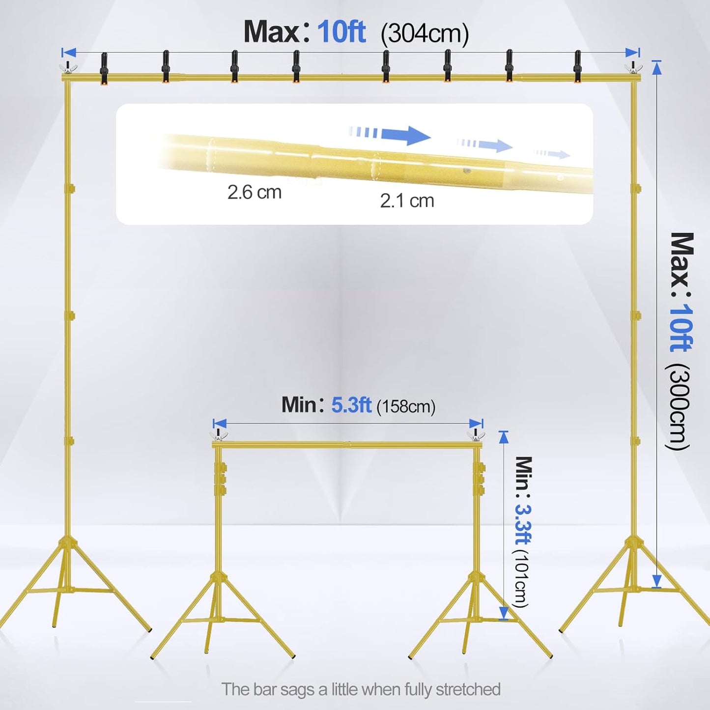 EMART Backdrop Stand 10x7ft(WxH) Photo Studio Adjustable Background Stand Support kit with 2 Crossbars, 8 Clamps, 2 Sandbags and Carry Bag for Parties, Events Decoration, Wedding, Photography -White