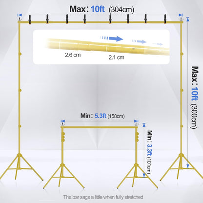 EMART Backdrop Stand 10x7ft(WxH) Photo Studio Adjustable Background Stand Support kit with 2 Crossbars, 8 Clamps, 2 Sandbags and Carry Bag for Parties, Events Decoration, Wedding, Photography -White