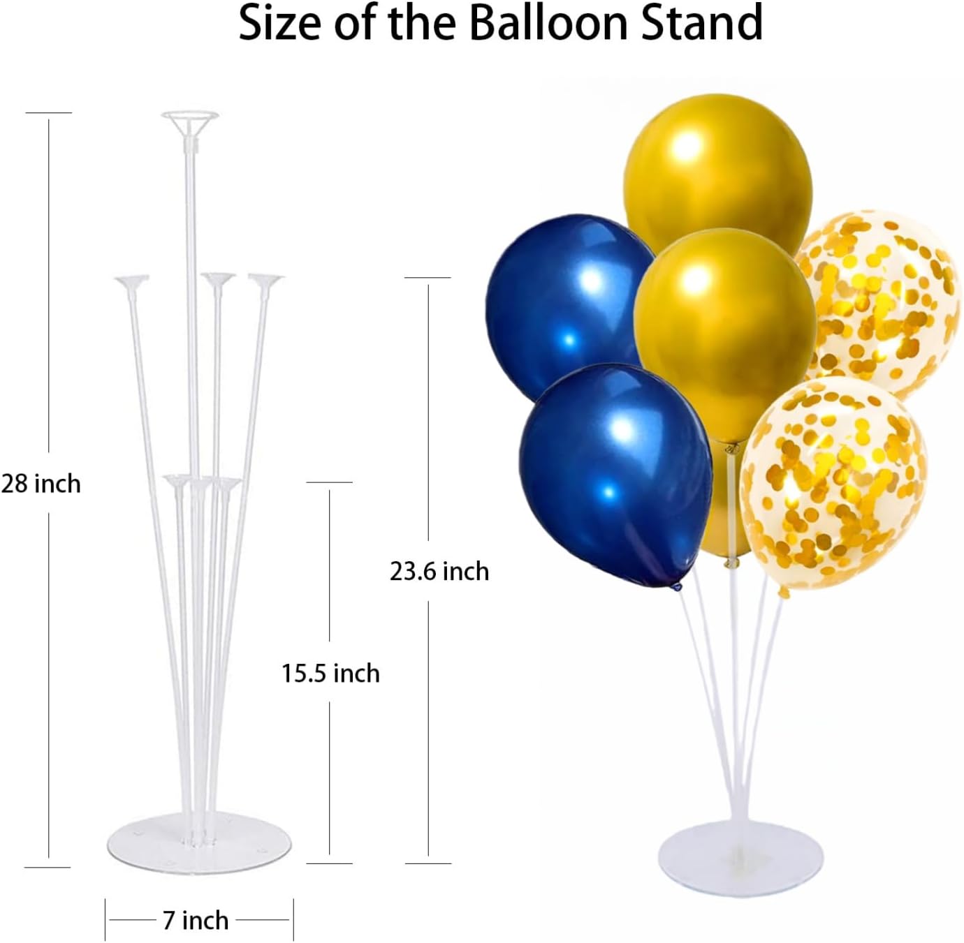 4 Set Balloon Stand Kit for Table Centerpieces With Balloon and Base Party Decorations for Birthday Wedding Retirement Graduation Baby Shower (Navy Silver)