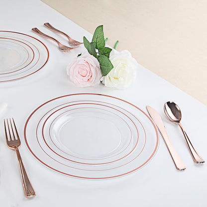 I00000 102 Pieces Gold Plastic Plates, Disposable Party Plates White Gold Rim, 51 Disposable Gold Dinner Plates 10.25 Inch and 51 Disposable Dessert Appetizer Elegant Fancy Wedding Plates 7.5 Inch