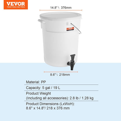 VEVOR Beverage Dispenser, 5 Gallon *2 Drink Dispensers for Parties, Plastic Juice Dispenser with Spigot and Lid, Iced Tea Lemonade Juice Water Dispenser, for Restaurants, Hotels, Parties, 2 Pack