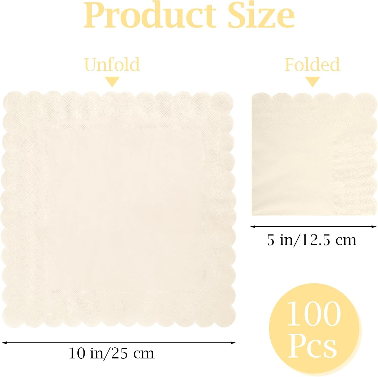100 Pcs Cocktail Napkins, 2-Ply 5 x 5 Inches Disposable Scalloped Napkins, Thick Premium Dessert Napkins for Party, Wedding, Dinner, Birthday, Anniversary, Festival (Sage Green)