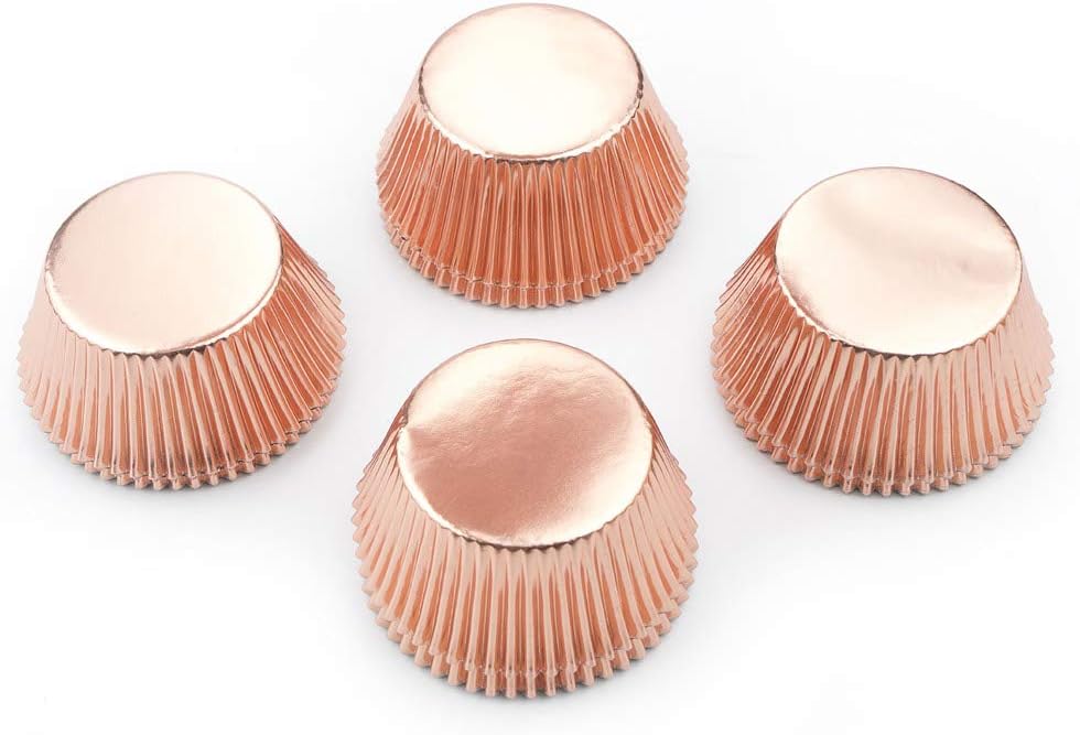 Gifbera White Metallic Foil Cupcake Liners Standard Size Baking Cups, 200-Count