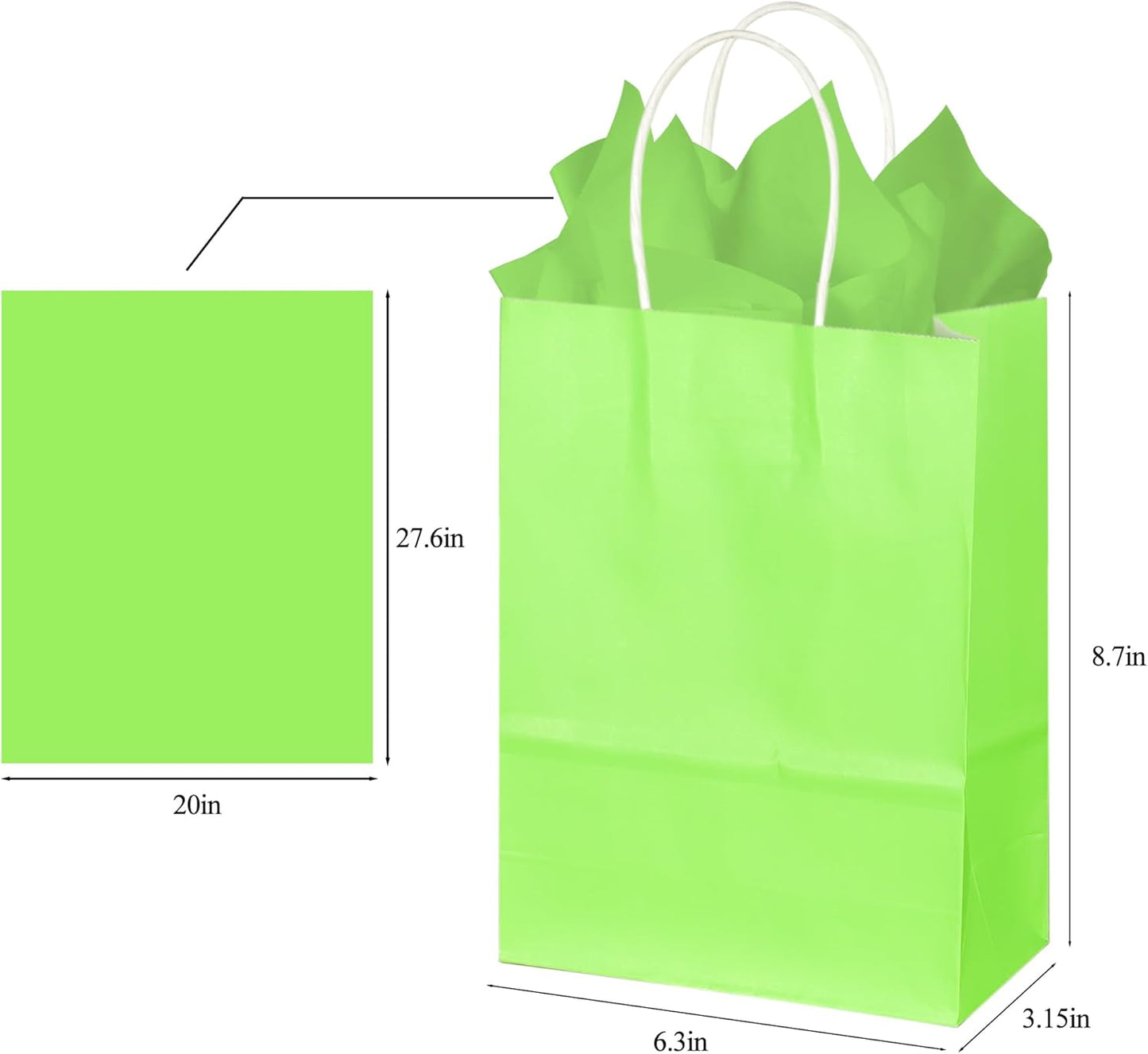 BLEWINDZ 32 Pieces Gift Bags with 32 Tissues, 8 Colors Party Favor Bags with Handles, Rainbow Gift Bag for Wedding, Birthday, Party Supplies and Gifts