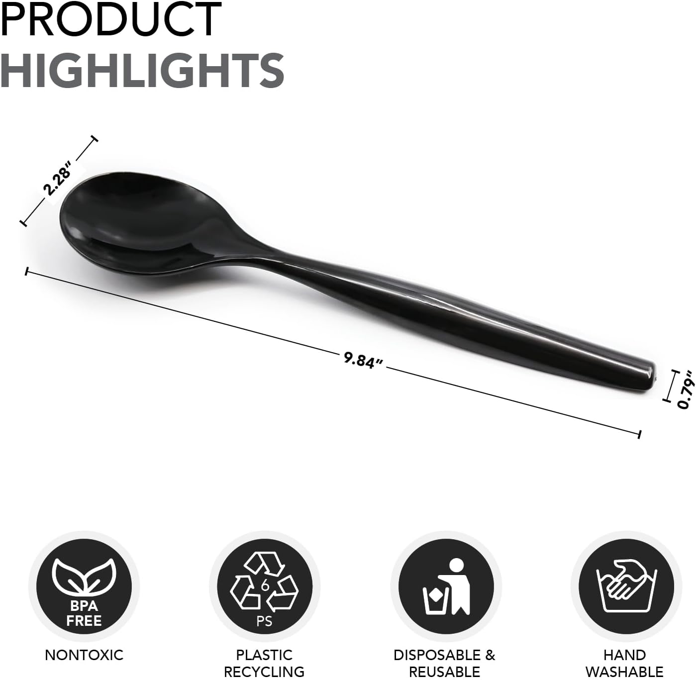 Party Essentials Disposable Heavy Duty Plastic Serving Utensils for Buffets Events Parties, 4-Sets of Spoons/Forks/Tongs, Black