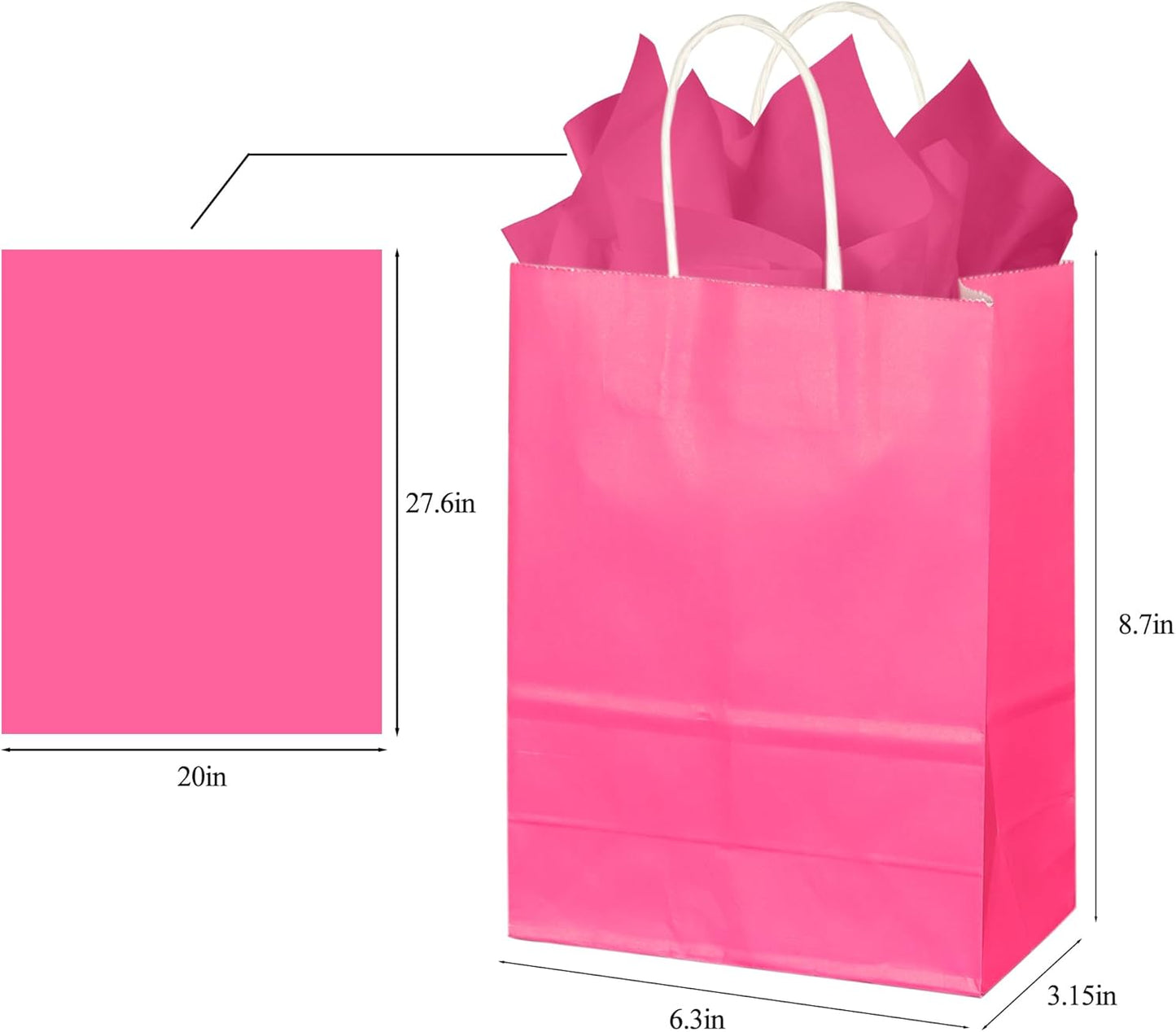 BLEWINDZ 32 Pieces Gift Bags with 32 Tissues, 8 Colors Party Favor Bags with Handles, Rainbow Gift Bag for Wedding, Birthday, Party Supplies and Gifts