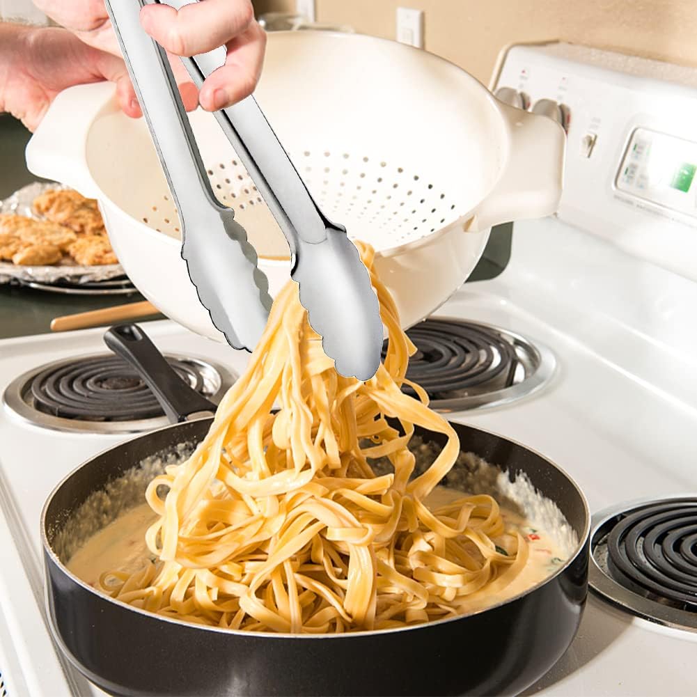 2 Pack Gold Serving Tongs Gold Serving Utensils Salad Tongs Buffet Tongs Non-slip & Easy Grip Stainless Steel Gold Plated Buffet Serving Tongs, Salad, Ice, Oven (9.5 Inch) (Gold)