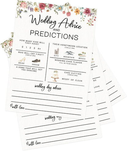 Printed Party Bridal Shower Game Set – 4 Fun Games and Activities for 30 Guests, Includes Bingo, He Said She Said, Bride & Groom Trivia, and Wedding Phrase Guessing Game, Love In Bloom Wildflower Design
