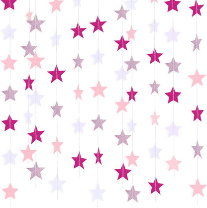 Patelai Glitter Star Garland Banner 2026 Graduation Decor 130 Feet Star Hanging Banner Twinkle Backdrop for Party Birthday Classroom Wedding Supplies(Gold)