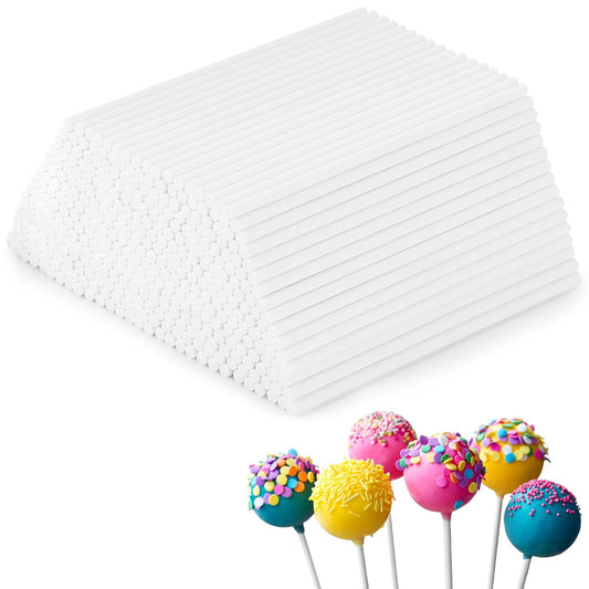 500Pcs 6 Inch White Paper Lollipop Sticks, Paper Sucker Sticks, Cake Pop Stick for Cake Toppers, Chocolate,Cookie,Rainbow Candy