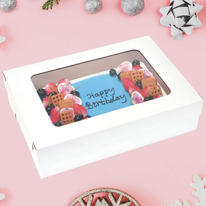 JJO 26x18x5 Inch Full Sheet Cake Boxes with Thick Cake Boards,5 Pack-Large Bakery Boxes Corrugated Rectangle Cake Boxes for 26x18 Inch Sheet Cake,Donuts,Brownie,Pastry Baking,Muffins,Cupcake
