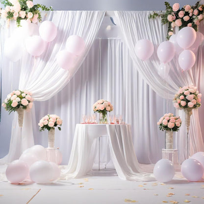 10ftx10ft Black Backdrop Curtains for Weddings Parties, Wrinkle Free 2 Panels Silky Polyester Photo Backdrop Drapes Back Drop Cloth Drapery for Birthday Mother'sDay Photography Background