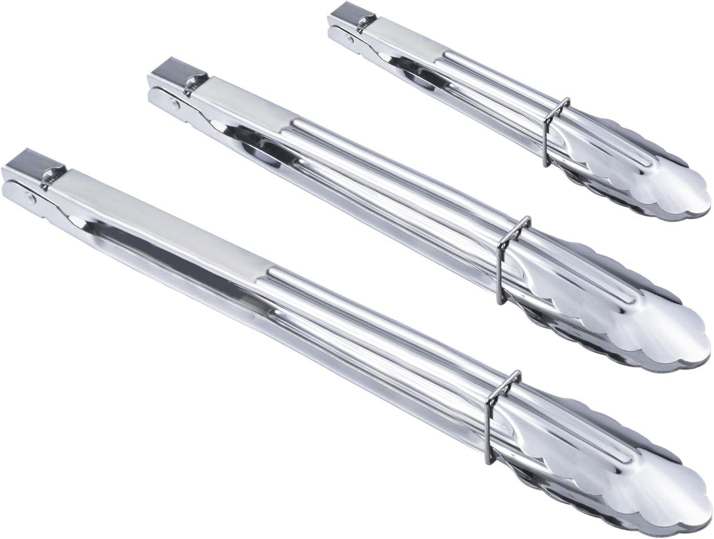 HINMAY Stainless Steel Serving Tongs Grilling Tongs for Cooking Camping Barbecue (12-Inch 3 Pieces)