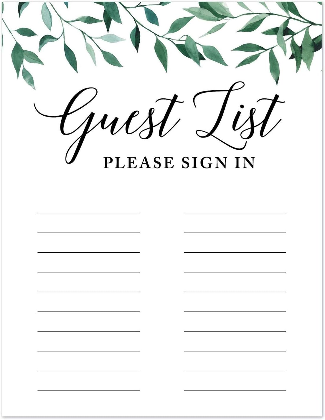 Andaz Press Wedding Party Signs, Natural Greenery Green Leaves, 8.5x11-inch, Bridal Shower Scavenger Hunt, 1-Pack - Colors B