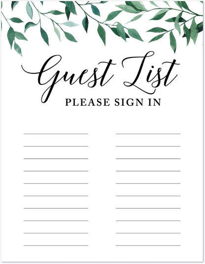 Andaz Press Wedding Party Signs, Natural Greenery Green Leaves, 8.5x11-inch, Bridal Shower Scavenger Hunt, 1-Pack - Colors B