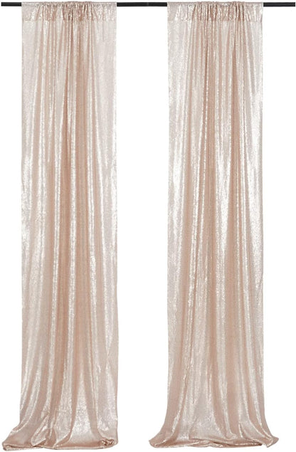 Poise3EHome Black Sequin Backdrop Curtains, 2 Panels 2FTx8FT Glitter Photo Booth Backdrop for Halloween Birthday Bachelorette Wednesday Twilight Party Decorations