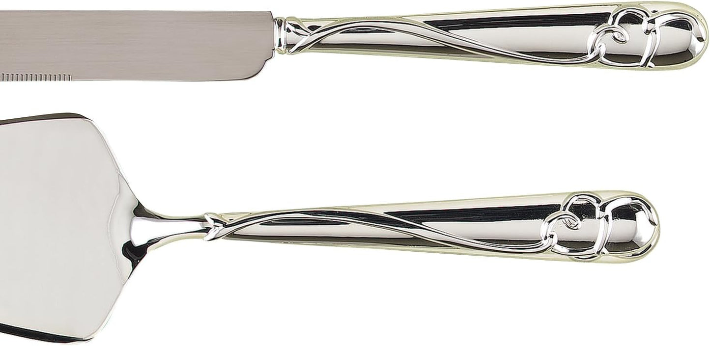 Hortense B. Hewitt Wedding Accessories Cake Knife and Server Set, Glittering Beads