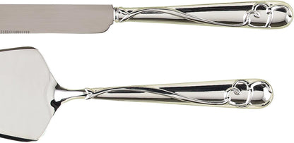 Hortense B. Hewitt Wedding Accessories Cake Knife and Server Set, Glittering Beads