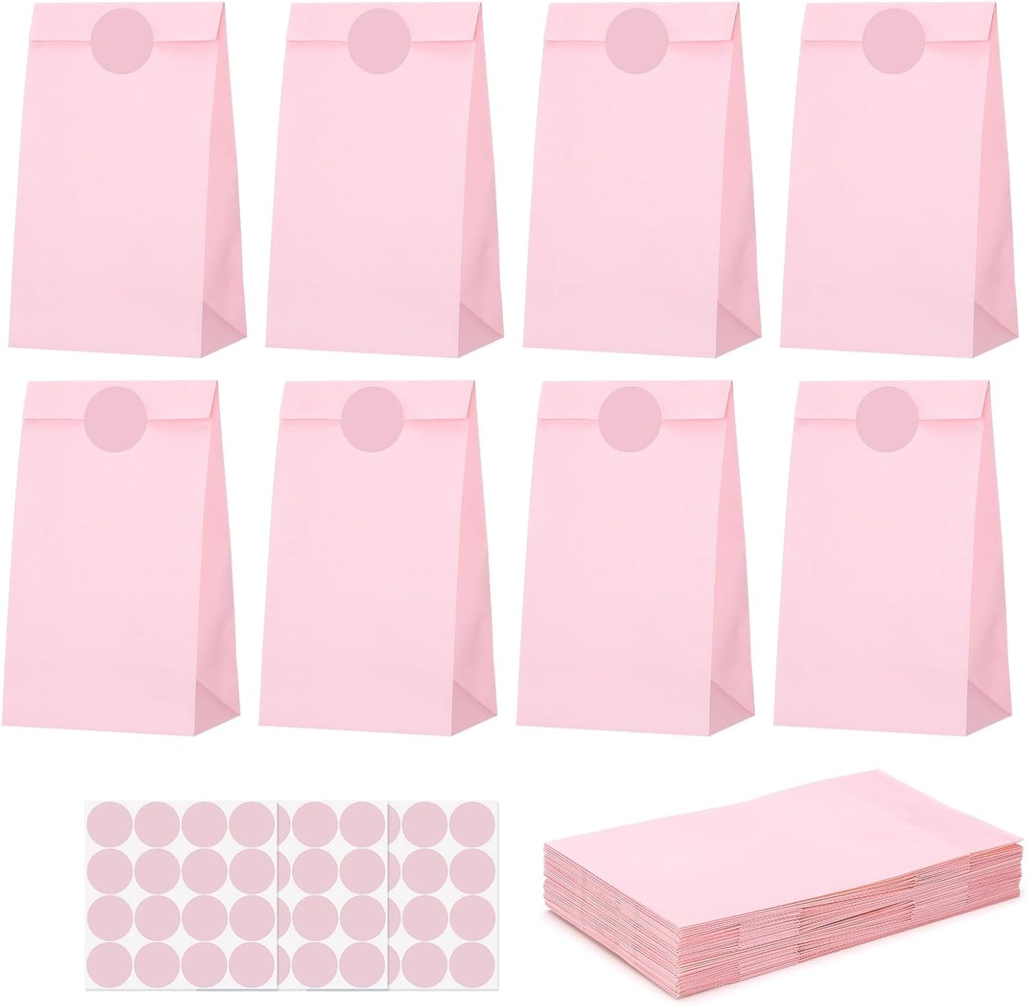 woric 36PCS Party Favor Bags with Stickers, Pink and Purple Goodie Bags for Girls Birthday Mother's Day Small Gift Bag for Kids, Baby Shower, Wedding, Mermaid Party Favor Supplies