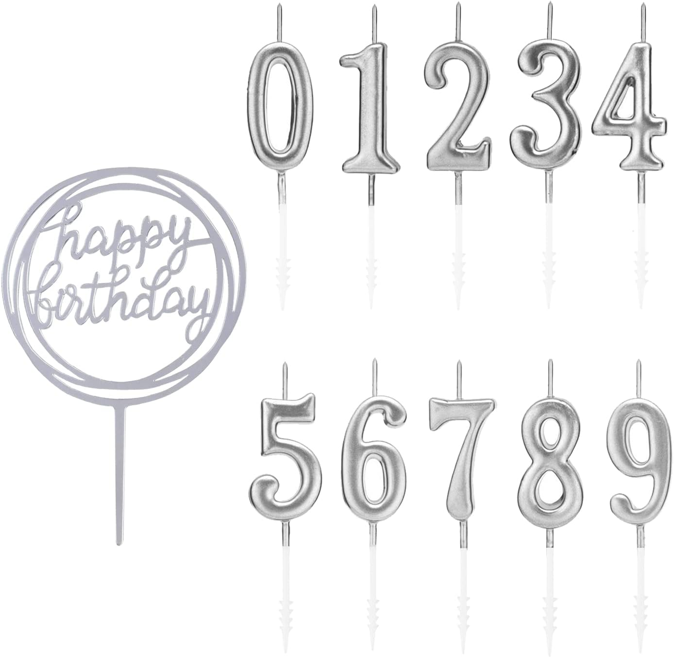 10-Piece Number Birthday Candles - Glitter Cake Toppers for Birthday & Wedding Parties
