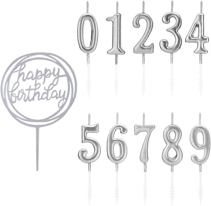 10-Piece Number Birthday Candles - Glitter Cake Toppers for Birthday & Wedding Parties