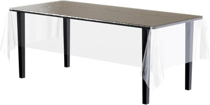12-Pack Premium Plastic Tablecloth 54in. x 108in. Rectangle Table Cover - Dark Blue - Colors B