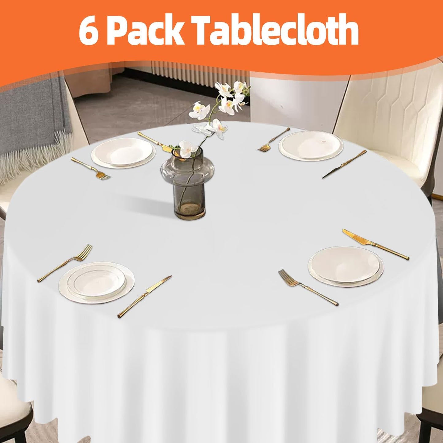 tujol Royal Blue 6 Pack Plastic Table Cloth 54" x 108", Disposable Tablecloths Rectangle Table Cover, Plastic Tablecloths for Parties