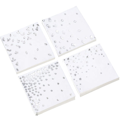 100 PK Gold Napkins - 4 Assorted Designs - 3-Ply Cocktail Napkins Folded 5 x 5 Inches Bar Napkins Disposable Party Napkins Paper Napkins Dinner for Wedding Baby Shower Birthday Graduation 2023