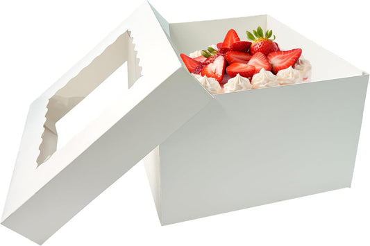 15 Pcs Cake Boxes,12x12x8 Inches White Bakery Boxes with Window,Tall Dessert Boxes,Cookie Boxes for Multi-Layer Cakes,Cake Containers for Birthday,Party,Valentine’s Day by GBF
